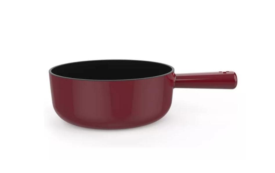 Stöckli Caquelon Classic – Ø 16 cm, Gusseisen, für Fondue Bourguignonne, Induktion, Rot