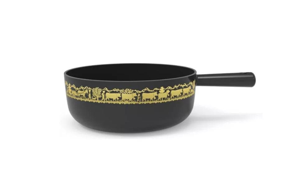 Stöckli Caquelon Classic – Ø 22 cm, Gusseisen, für Käsefondue, Induktion, Gold/Schwarz