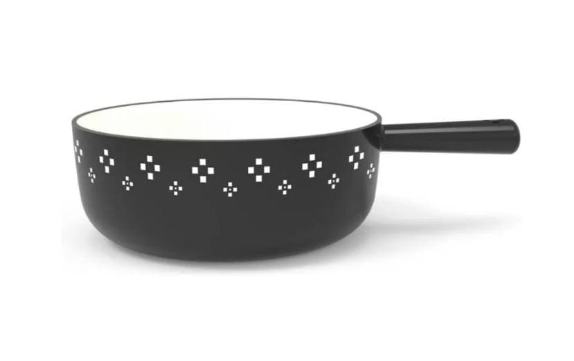 Stöckli Caquelon Classic – Ø 22 cm, Gusseisen, für Käsefondue, Induktion, Schwarz/Weiss