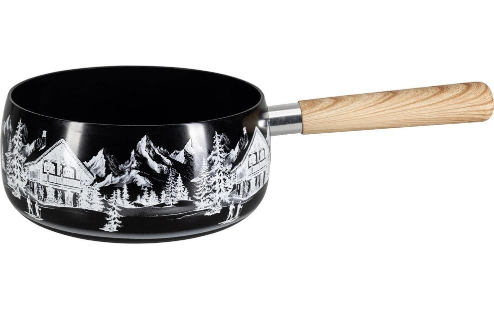 Nouvel Caquelon Chaletzauber – Ø 18,5 cm, Aluminium/Bakelit, für Käsefondue, Induktion, Schwarz