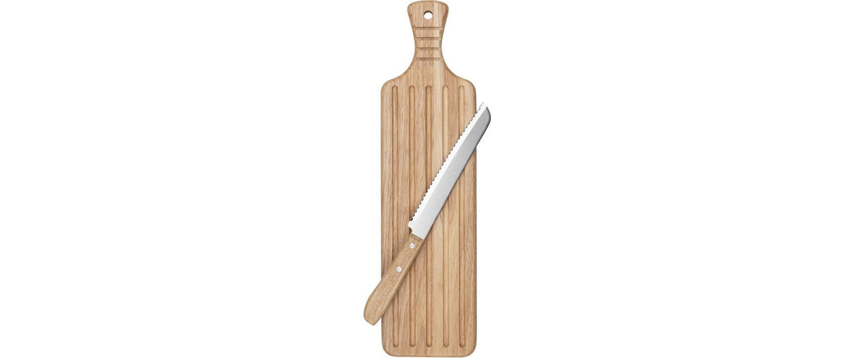 Nouvel Schneidebrett 13 × 13 × 1,5 cm, Holz/Edelstahl, Braun, mit Brotmesser