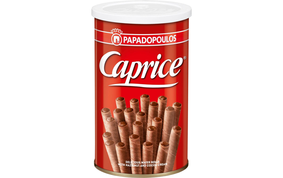 Papadopoulos Caprice Classic Waffelröllchen – Haselnuss- & Kakaocreme – 115 g