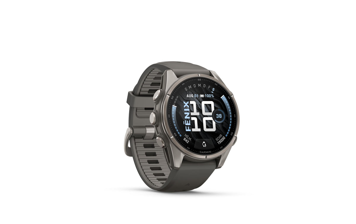 Garmin fēnix 9 43 mm GPS – Titan, Sportarmband, Grau, 100 m, für iPhone