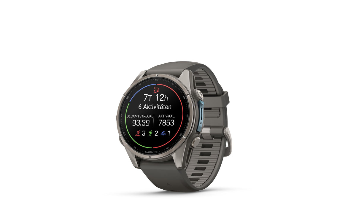 Garmin fēnix 9 43 mm GPS – Titan, Sportarmband, Grau, 100 m, für iPhone