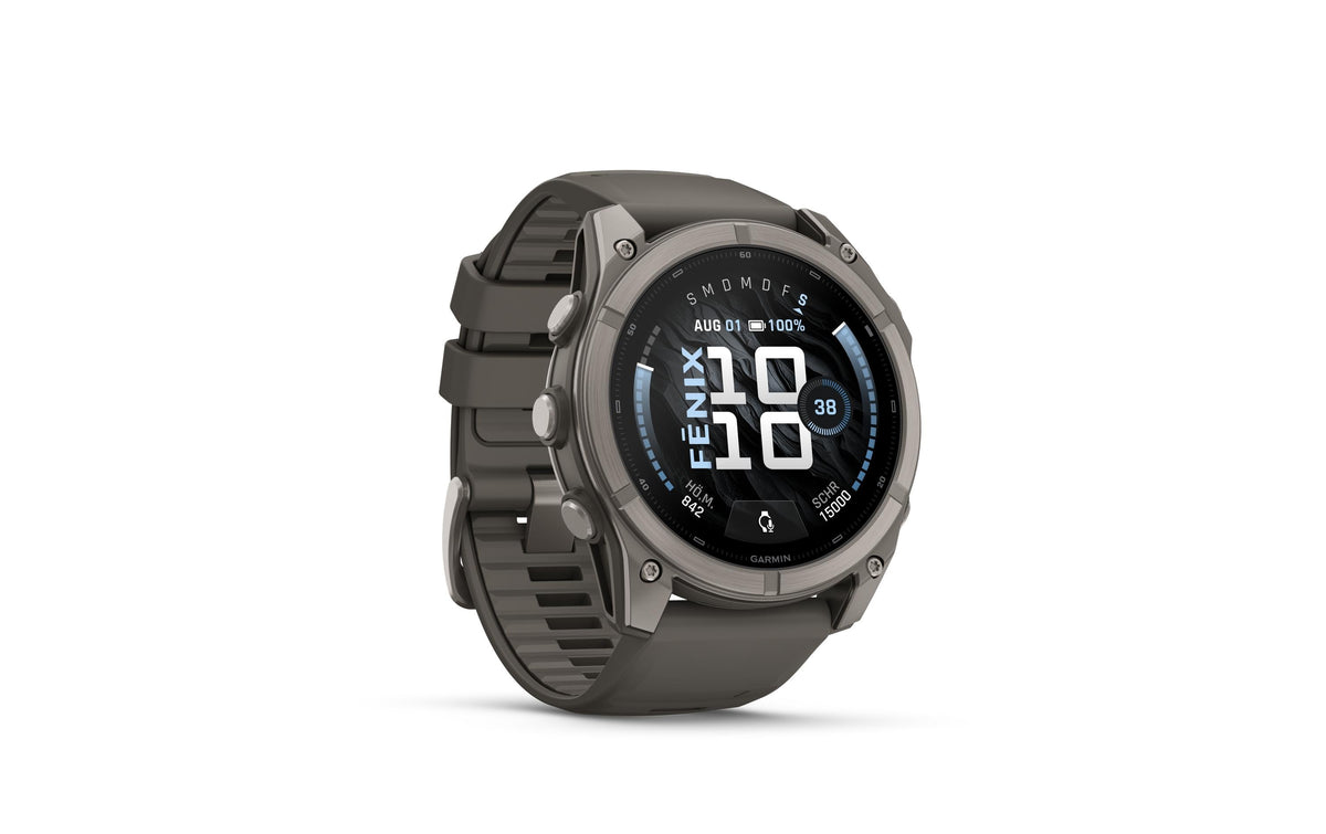 Garmin Fenix 9 51 mm GPS – Titan Steingrau, Silikonband Grau, 100 m, für Android, iPhone