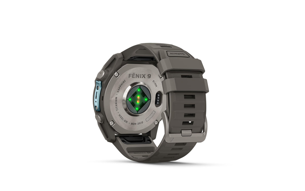 Garmin Fenix 9 51 mm GPS – Titan Steingrau, Silikonband Grau, 100 m, für Android, iPhone
