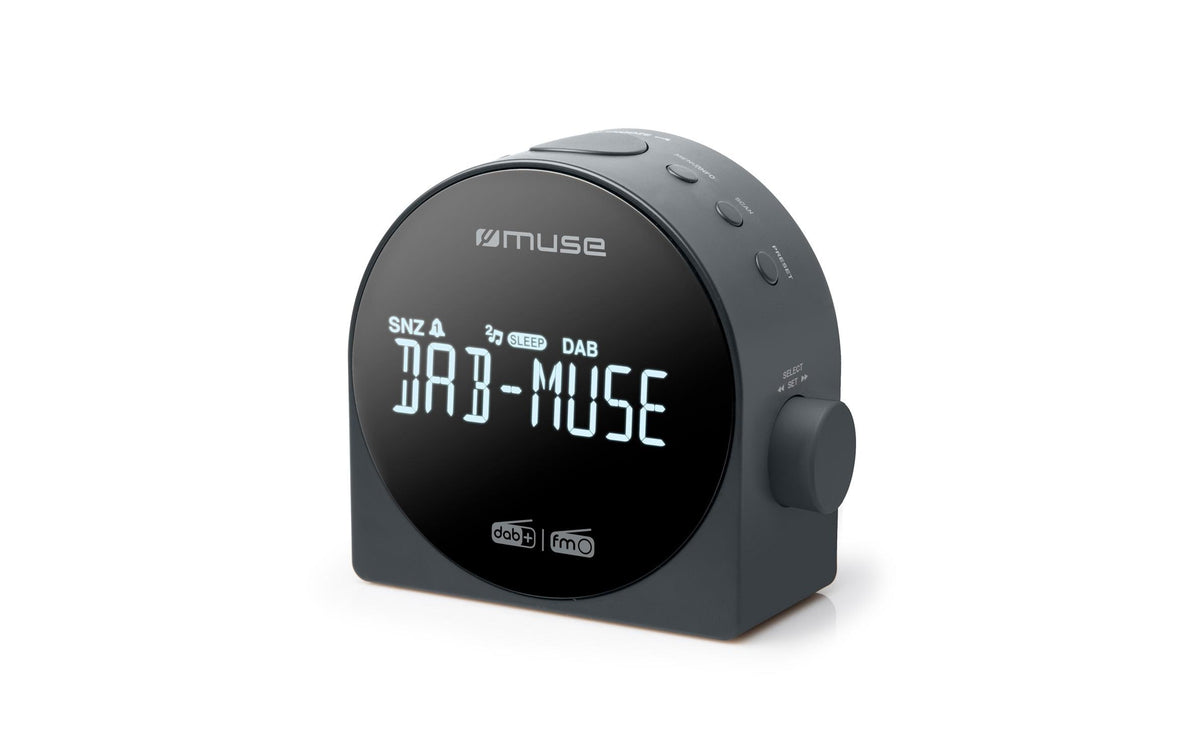 Muse M-185 CDB Digitalwecker – Snooze, FM-Radio, 5,5 × 11,6 × 12,4 cm, Schwarz, Kunststoff