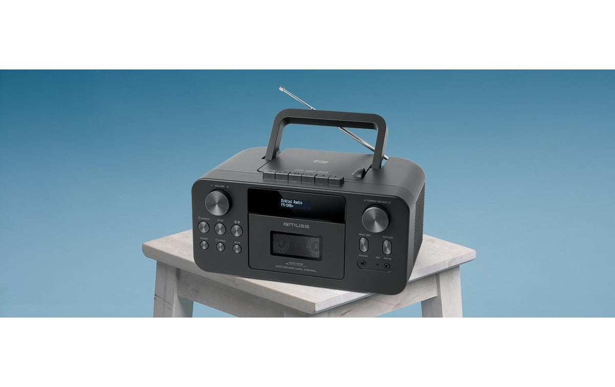 Muse M-182 DB – Tragbares DAB+ Radio, CD, Kassettendeck, UKW, Bluetooth – Schwarz