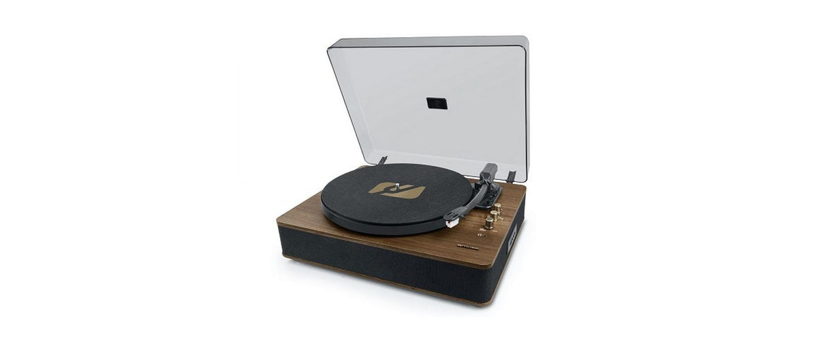 Muse MT-106 BT – Plattenspieler (Riemenantrieb, automatisch), Phono-Vorverstärker, 33⅓/45/78 U/min – Braun/Schwarz