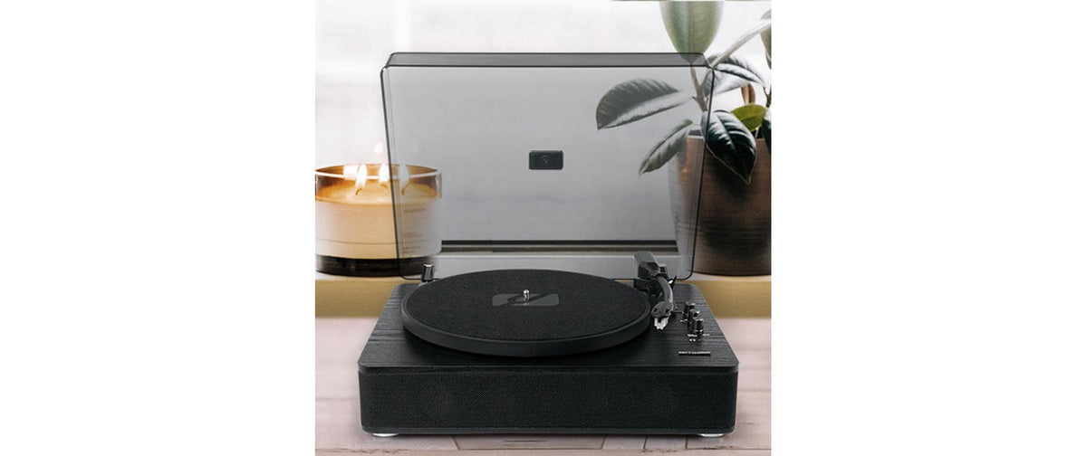 Muse MT-106 WB – Plattenspieler (Riemenantrieb, automatisch), Bluetooth, Phono-Vorverstärker, 33⅓/45/78 U/min – Schwarz