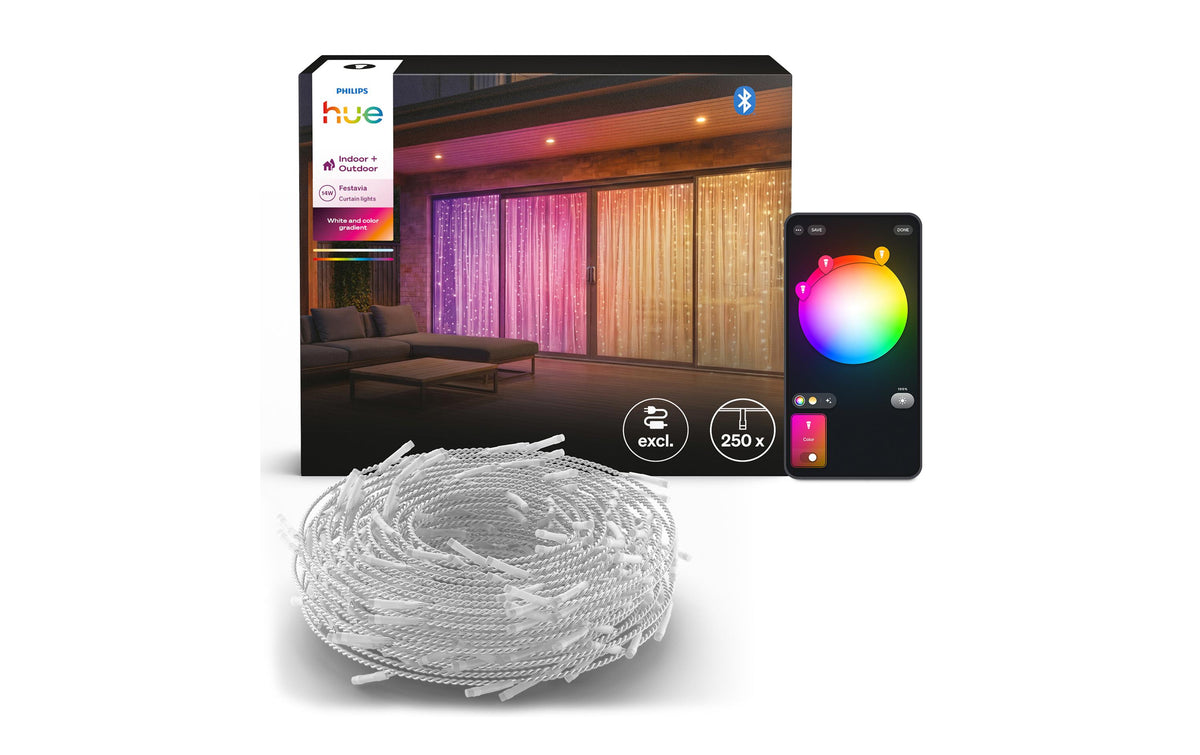 Philips by Signify Philips Hue Lichtervorhang Festavia – Erweiterungsset, 1,35 × 2 m, 250 LEDs, RGBW, dimmbar, für Philips Hue