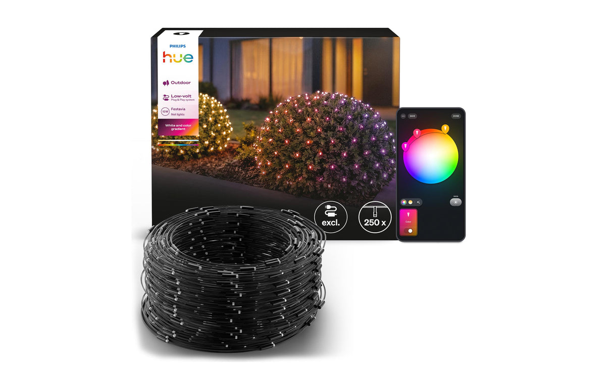 Philips by Signify Philips Hue System Decor Netz Erweiterung – 250 LEDs – Netzbetrieb – Zigbee – für Philips Hue – Schwarz – PVC