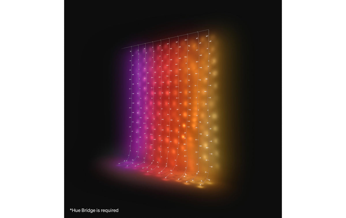 Philips by Signify Philips Hue Lichtervorhang Festavia – Erweiterungsset, 1,35 × 2 m, 250 LEDs, RGBW, dimmbar, für Philips Hue
