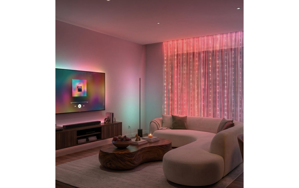 Philips by Signify Philips Hue Lichtervorhang Festavia – Erweiterungsset, 1,35 × 2 m, 250 LEDs, RGBW, dimmbar, für Philips Hue