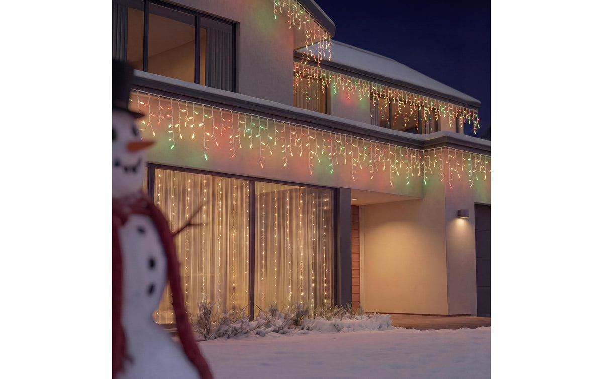 Philips by Signify Philips Hue Festavia Icicles Lichterkette – 13,35 m, 250 LEDs, dimmbar, IP54 – Transparent