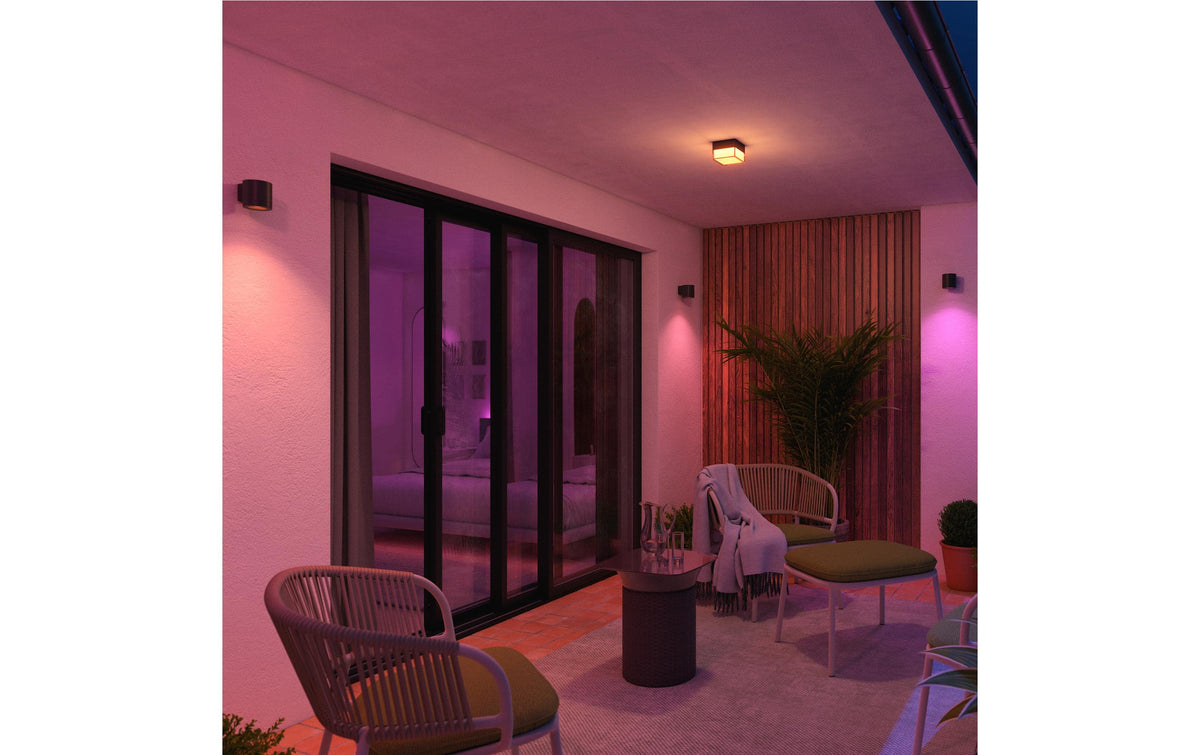 Philips by Signify Philips Hue Aussenwandleuchte – Farbwechsel, variable Farbtemperatur – Schwarz – Aluminium