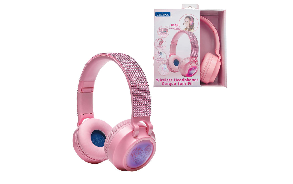 Lexibook 3D Rosa Strass Design Over-/On-Ear Kopfhörer – BT, microSD-Slot