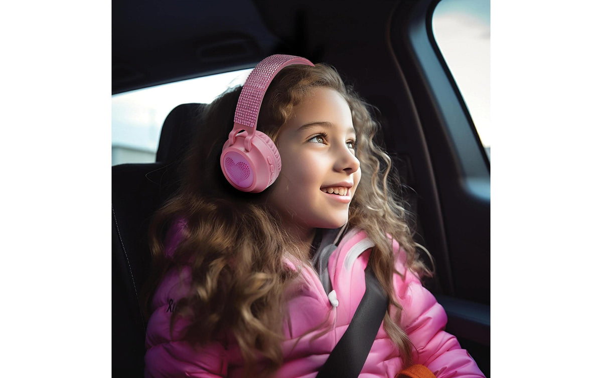Lexibook 3D Rosa Strass Design Over-/On-Ear Kopfhörer – BT, microSD-Slot