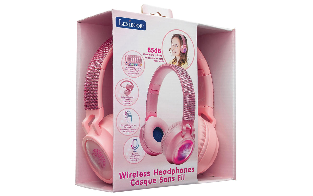 Lexibook 3D Rosa Strass Design Over-/On-Ear Kopfhörer – BT, microSD-Slot