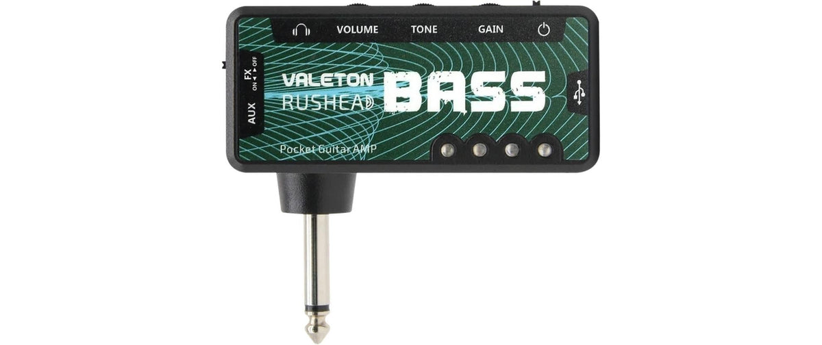 Valeton Rushead Bass – Portabler DAC/Kopfhörerverstärker – 3,5 mm, Analog-Eingang, USB – Chorus und Reverb – 5 h