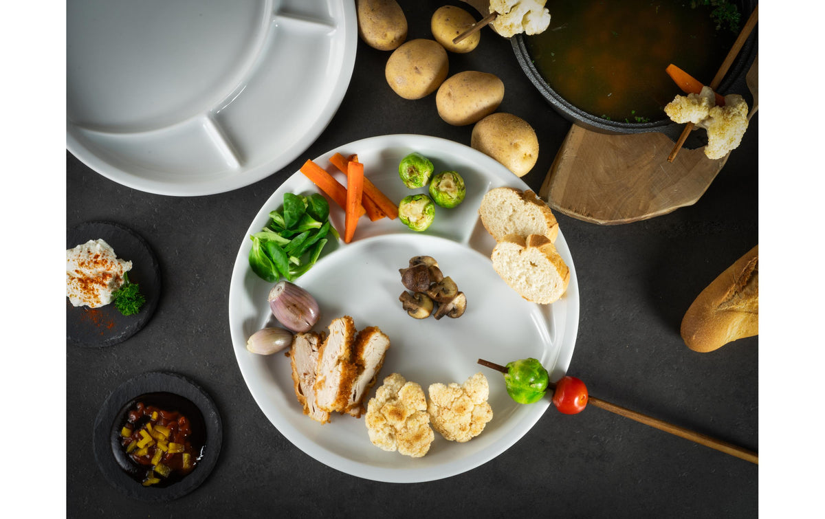 Creatable Fondueteller – 4er Set, Ø 27 cm, Porzellan, Weiss, spülmaschinenfest