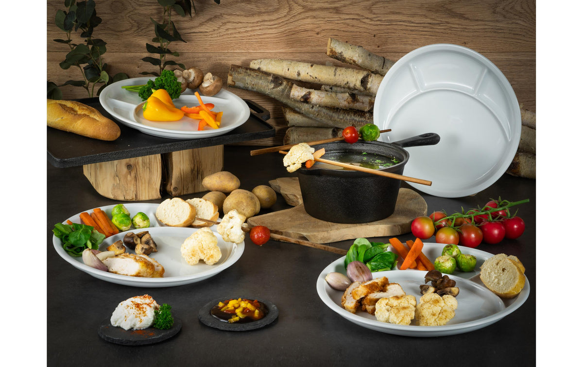Creatable Fondueteller – 4er Set, Ø 27 cm, Porzellan, Weiss, spülmaschinenfest