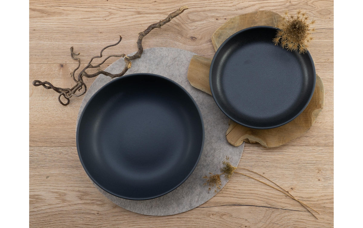 Creatable Salatschüssel – 2er Set, 2,0 l, Ø 26,0 cm, Steinzeug, Schwarz, spülmaschinenfest, mikrowellengeeignet