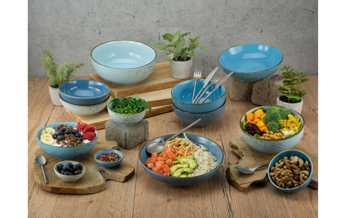 CreaTable Schale Nature Collection Aqua Buddha – 4er Set, 350 ml, Ø 17,5 cm, Steinzeug, spülmaschinenfest