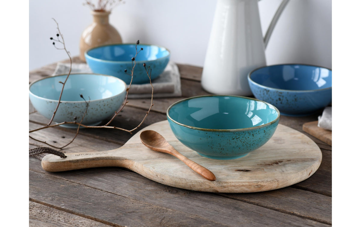 Creatable Schüssel Nature Collection Aqua – 4er Set, 50 ml, Ø 16,5 cm, Steinzeug, spülmaschinenfest