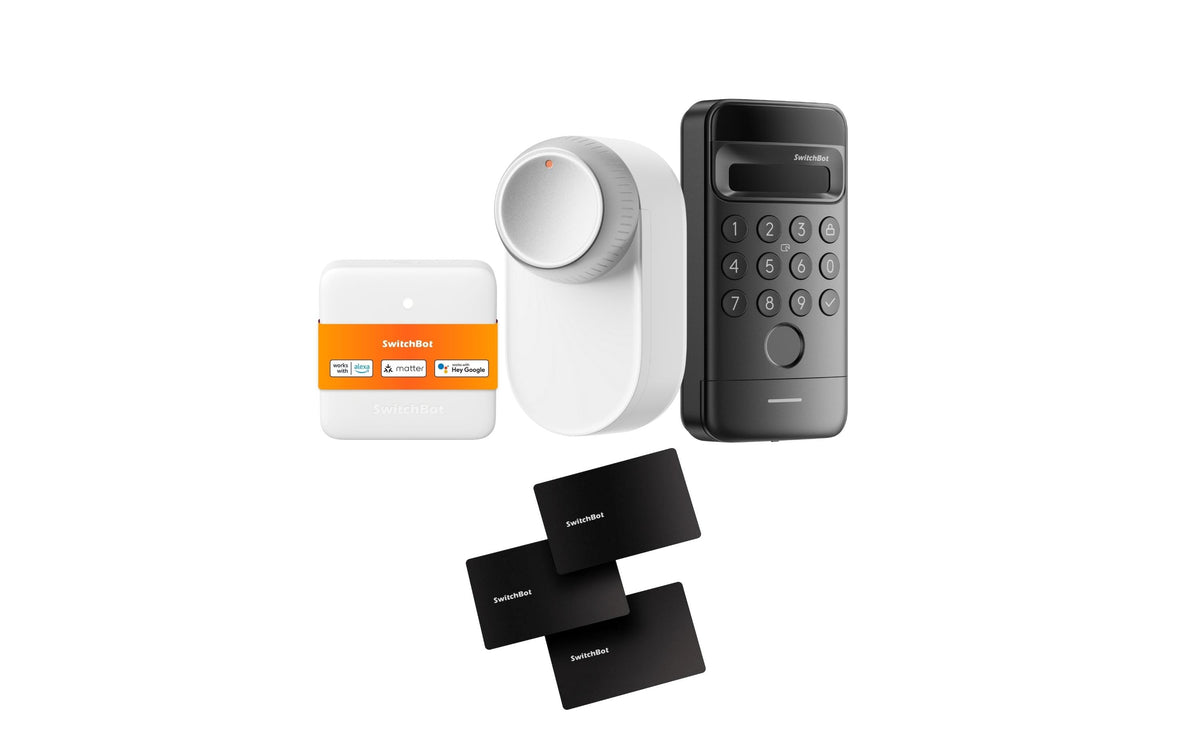 SwitchBot Smart Lock Ultra Vision Combo – App, BT, NFC, WLAN, Akku, Türmontage, Weiss