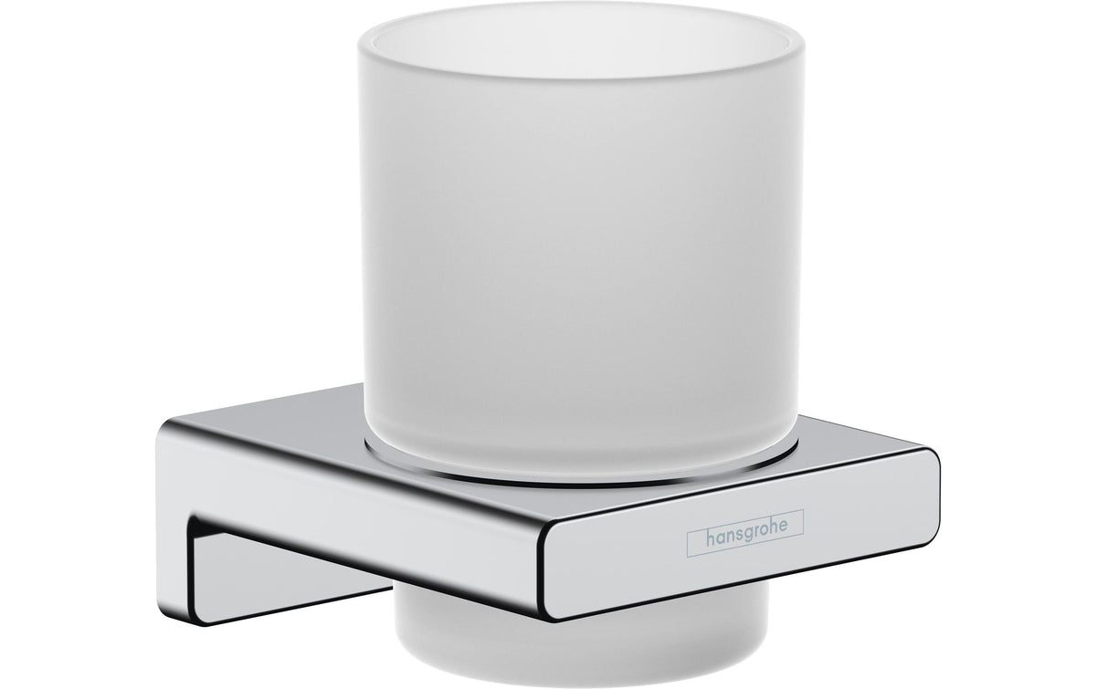 Hansgrohe AddStoris Q Zahnputzbecher – Glas/Metall, 8,1×9,4 cm, Chrom