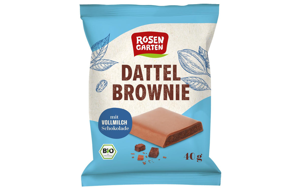 Rosengarten Dattel-Brownie – Vollmilchschokolade, Bio – 40 g