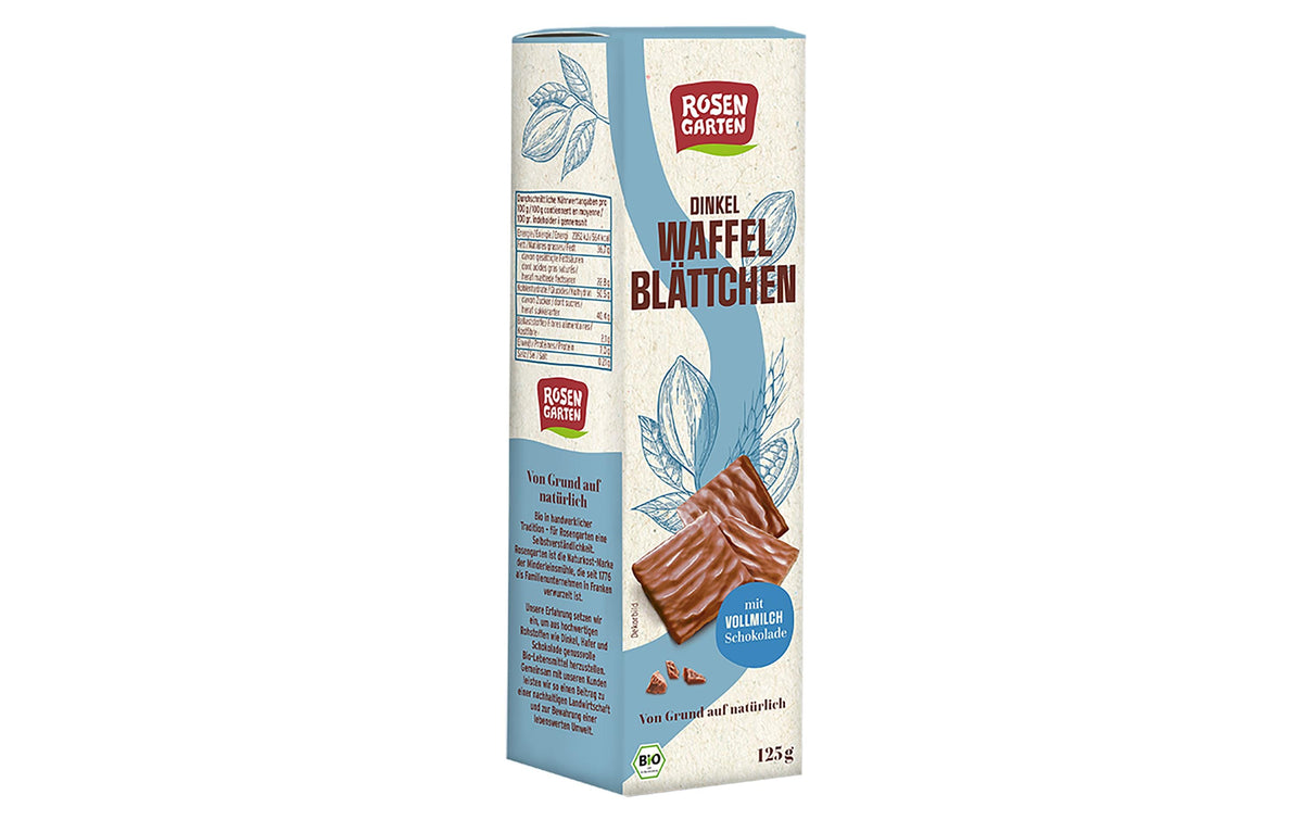Rosengarten Dinkel-Waffelblättchen – Vollmilch, Bio – 125 g