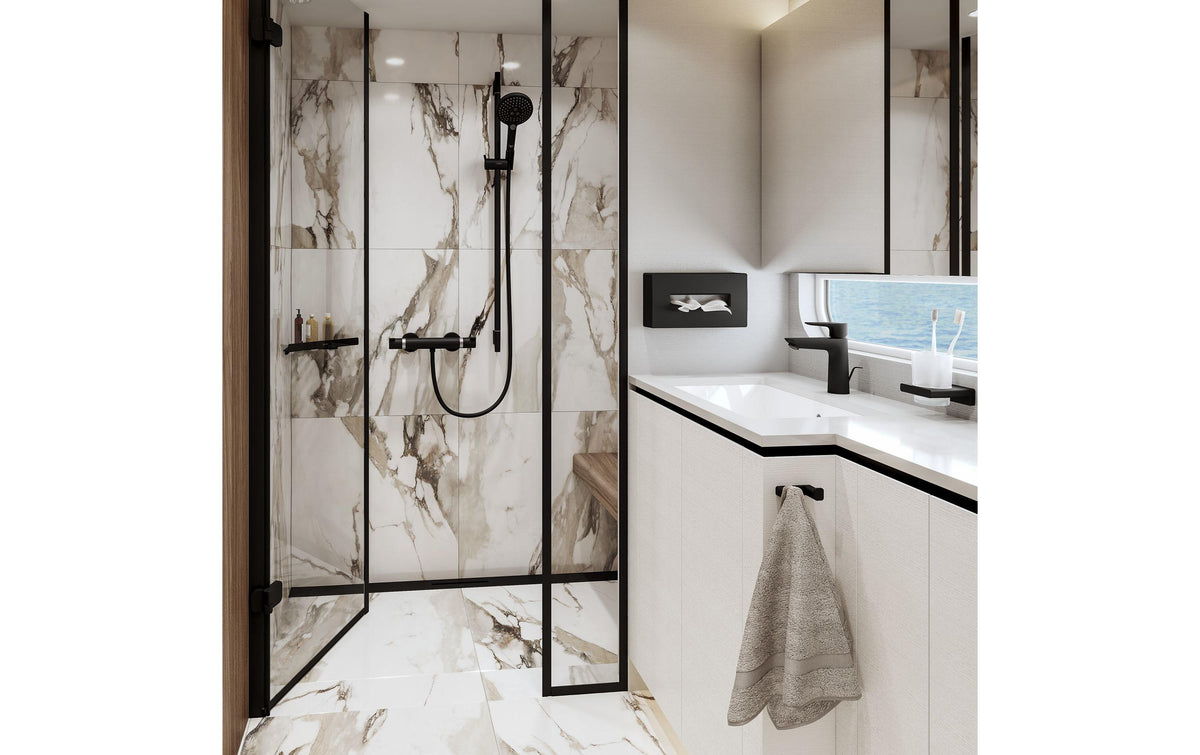Hansgrohe AddStoris Q Haken – Metall, Matt Schwarz, 22,68 kg, Wandmontiert, 6,6×6,6×2,1 cm