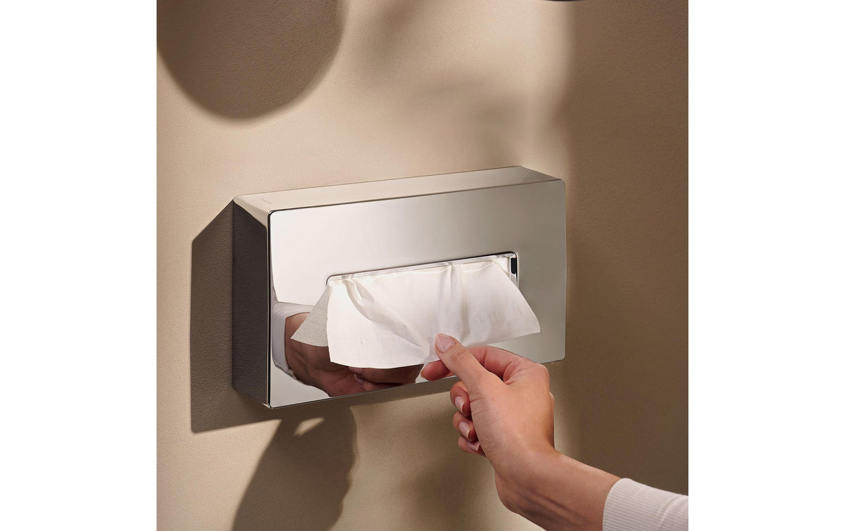 Hansgrohe AddStoris Kosmetiktuchbox – Wandmontiert, Kunststoff, 26,5×14,5 cm, Chrom