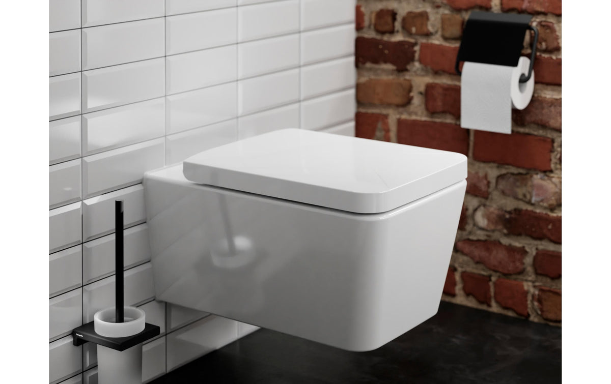 Hansgrohe AddStoris – WC-Bürstenset – Metall matt, schwarz, wandmontiert, Kopf austauschbar