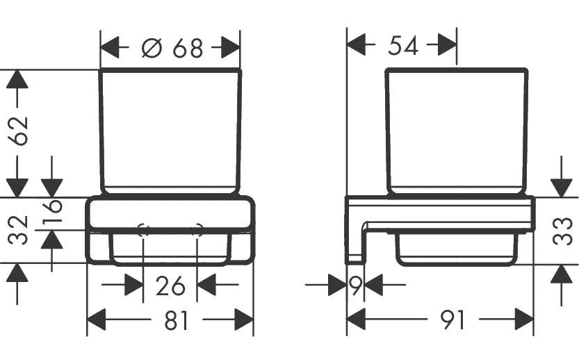 Hansgrohe AddStoris Q Zahnputzbecher – Ø6,8×9,4 cm, Metall, Schwarz