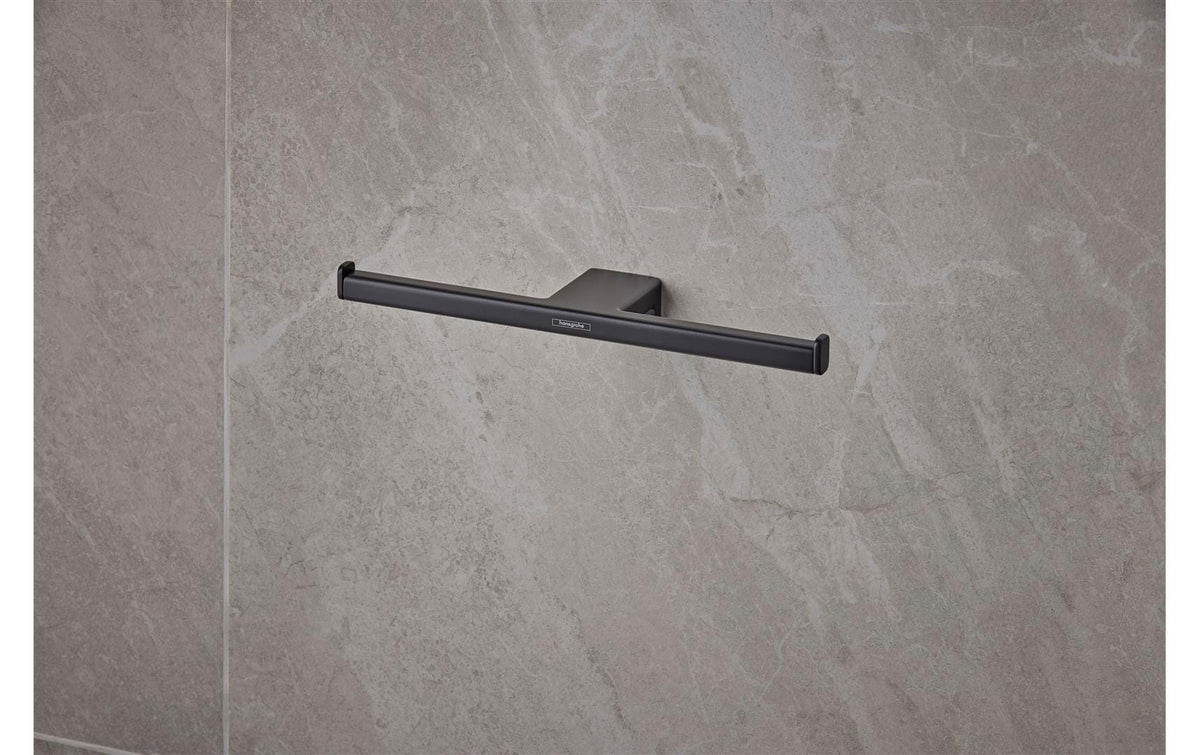 Hansgrohe AddStoris Q – Toilettenpapierhalter – Metall schwarz matt, wandmontiert, für 2 Rollen