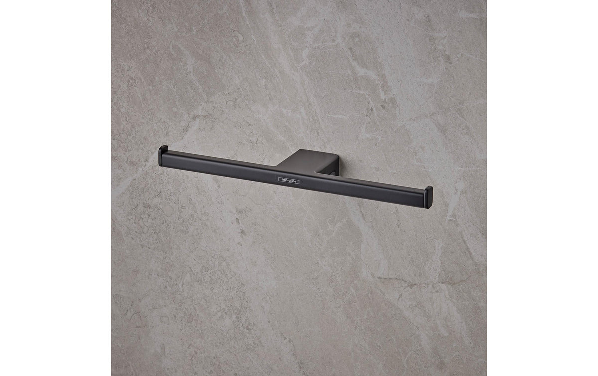Hansgrohe AddStoris Q – Toilettenpapierhalter – Metall schwarz matt, wandmontiert, für 2 Rollen