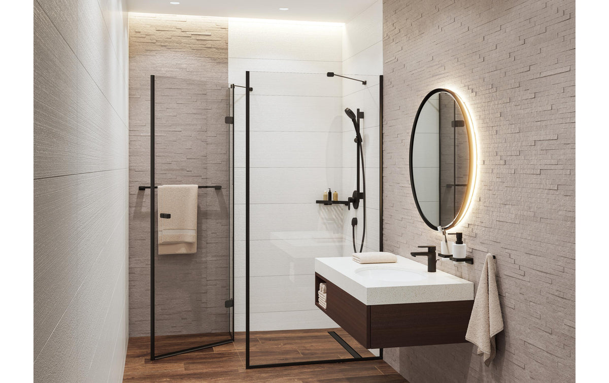 Hansgrohe AddStoris Q Manueller Seifenspender – Wandmontage – 200 ml, Schwarz, Glas/Metall