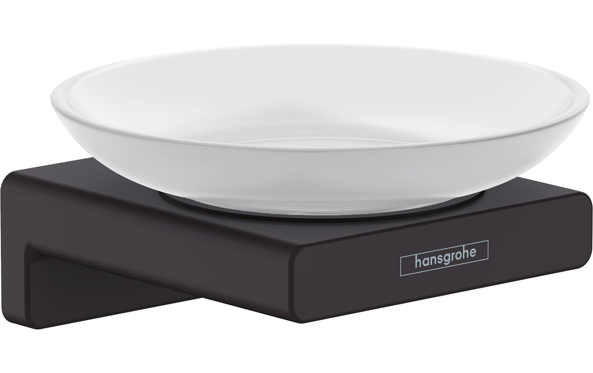 Hansgrohe AddStoris Q Seifenschale – Glas/Metall, 10,7×10,9×5,2 cm, Matt Schwarz