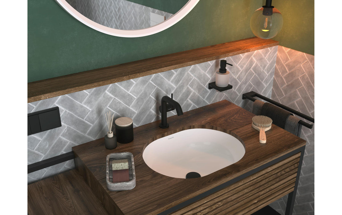 Hansgrohe Ablaufgarnitur – Ø6,3 cm, Messing, Schwarz matt, für Waschbecken