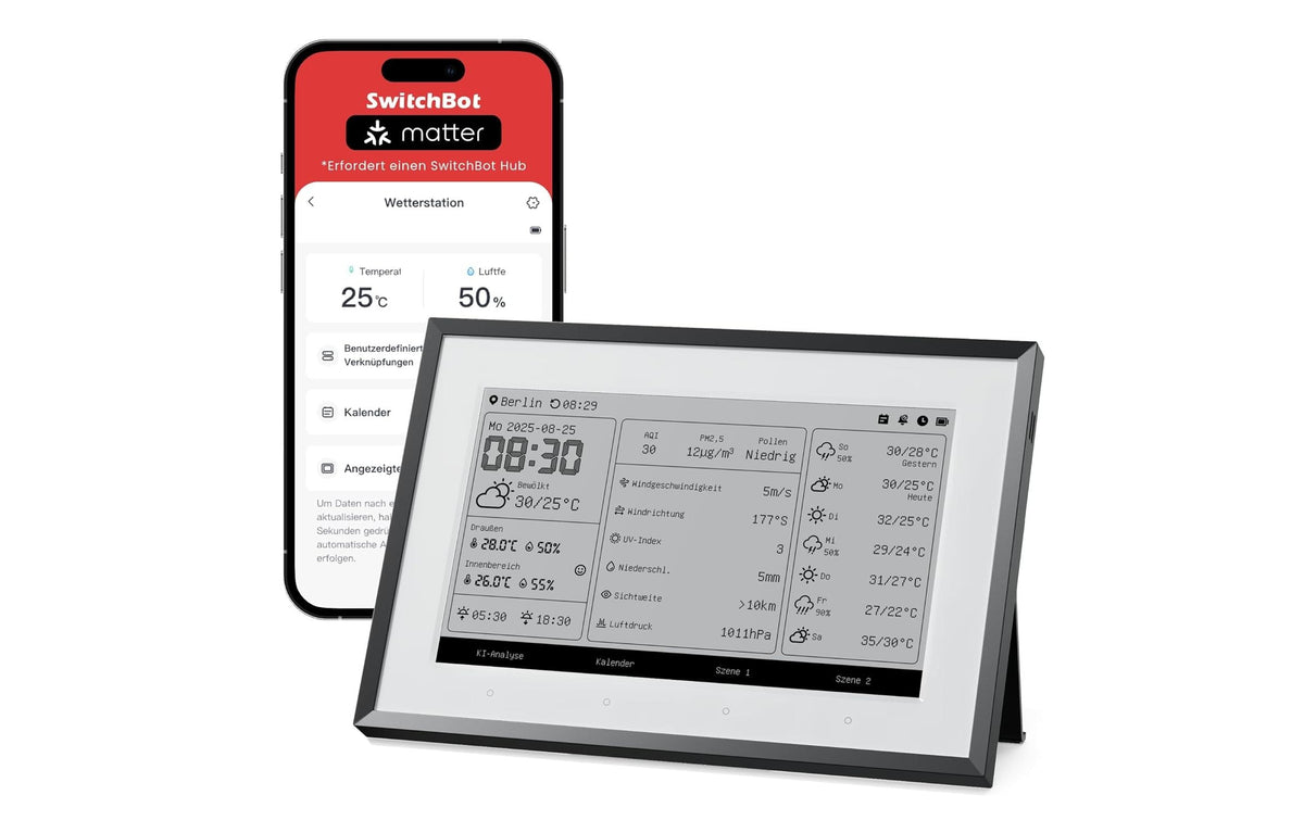 Switchbot E-Ink Home Dashboard – Wetterstation, Aussen: Temperatur & Feuchte, für Amazon Alexa