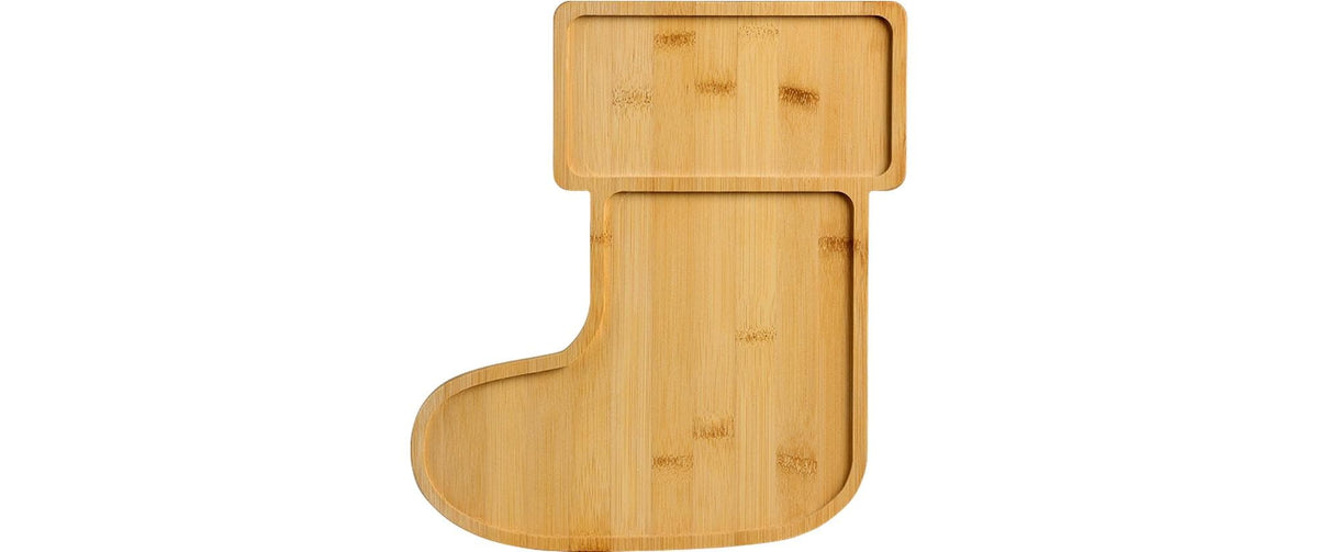 Kesper Weihnachtsteller Christmas Socke – 27 × 30,5 × 1,5 cm, Bambus, Braun