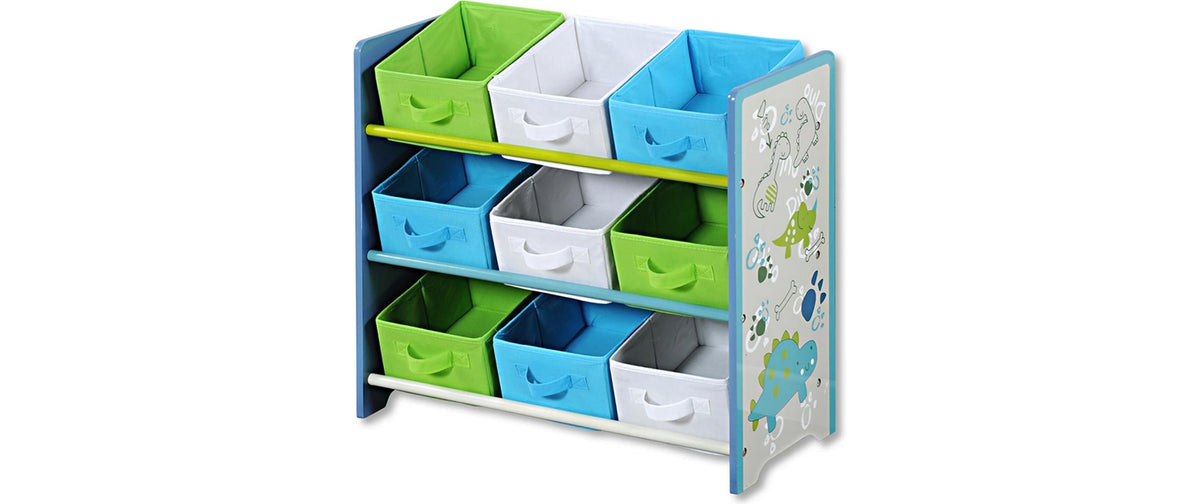 Kesper Aufbewahrungsbox – MDF/Stoff – Mehrfarbig – 3 Tablare, 9 Stoffboxen – 660 × 595 × 300 mm