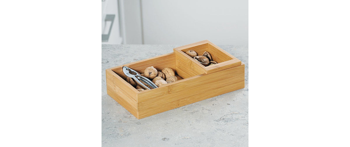 Kesper Nussschale mit Nussknacker 30 × 16 × 7,5 cm, Bambus/Edelstahl, Braun