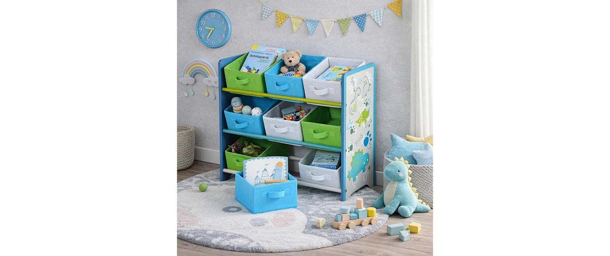 Kesper Aufbewahrungsbox – MDF/Stoff – Mehrfarbig – 3 Tablare, 9 Stoffboxen – 660 × 595 × 300 mm