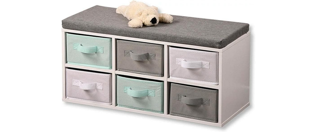 Kesper Kinderstuhl – 68 × 29,5 × 33 cm – Holz & Spanplatte – Grau/Weiss – mit 6 Regalen