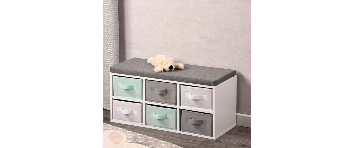Kesper Kinderstuhl – 68 × 29,5 × 33 cm – Holz & Spanplatte – Grau/Weiss – mit 6 Regalen