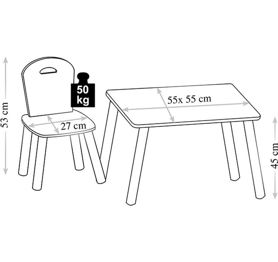 Kesper Bistro-Set – Grau – Holz – Tisch 55 × 55 × 50,5 cm